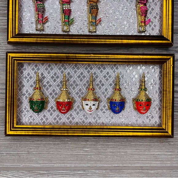 3 hanging wall art thai souvenir enamel metal pins on picture frames unique - Picture 3 of 8